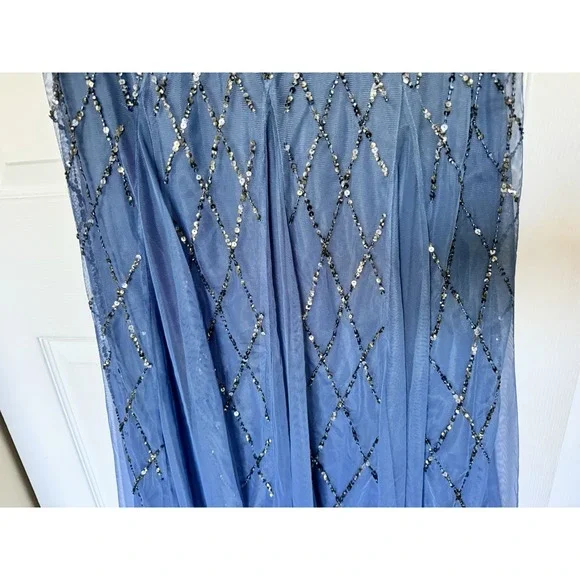 NWT Adrianna Papell Beaded Evening Gown Or Mother of Bride Sz 10 Blue - Picture 8 of 16